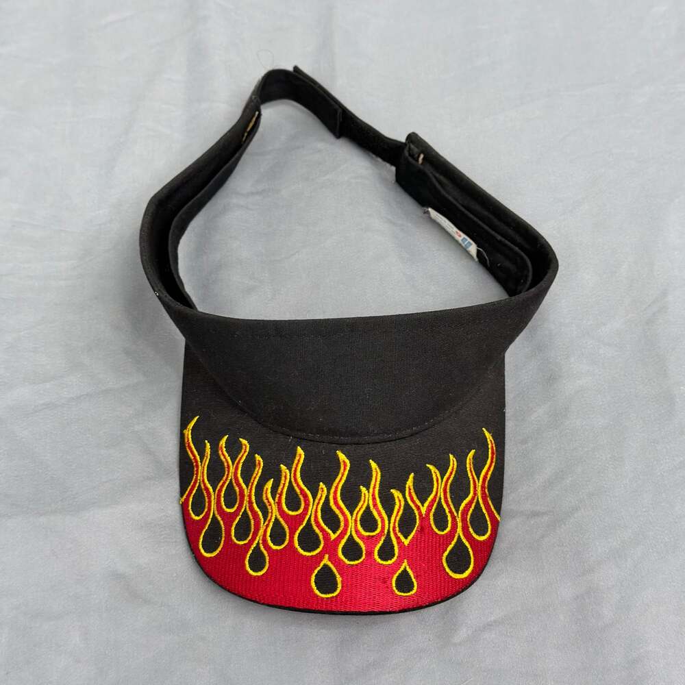 New Mega Cap Sun Visor‎ With Flame Embroidery On Bill